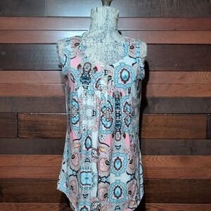 Luckymore Pink & Light Blue Paisley Tank